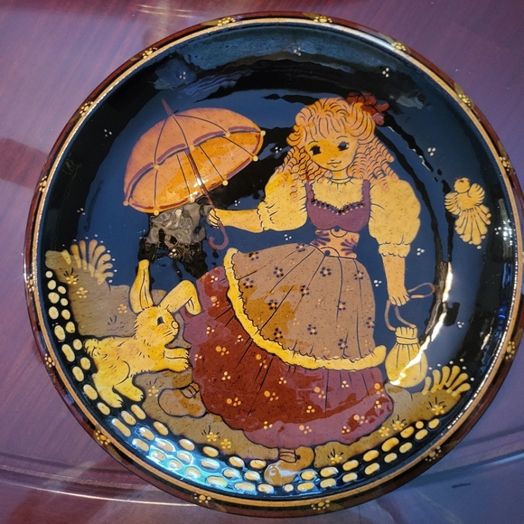 VTG Large Reber Swiss Folk Art Hand-Painted Wall Hanging Plate -11in"- Signed-fm - Picture 6 of 8